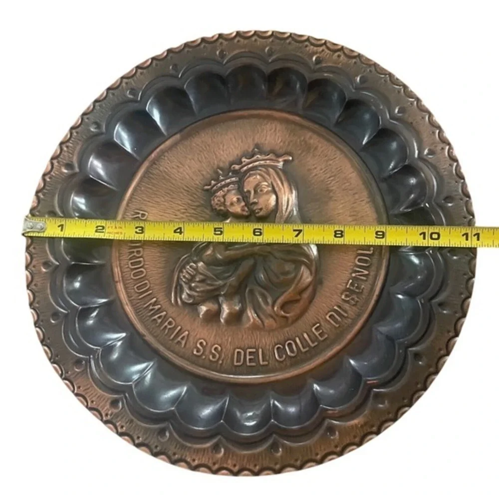 Vintage Italian Embossed Copper Wall‎ Plate - Maria S.S. Del Colle Di Lenola